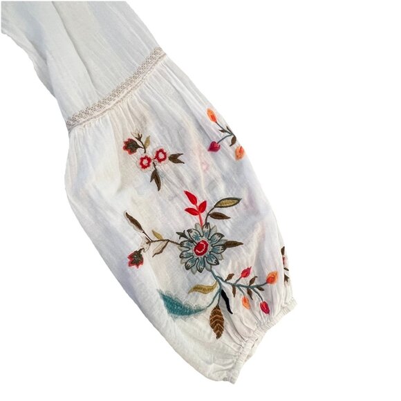 Johnny Was Workshop Embroidered Floral Blouse Top Size Medium Boho Lightweight - Picture 4 of 8